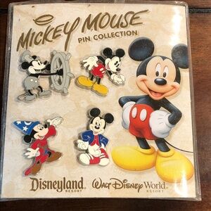 Disney Mickey Mouse Pin Collection - Steamboat, Pie-Eyed, Sorcerer, and Modern